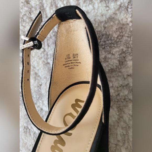 Sam Edelman Yaro Black Suede Ankle Strap, Open Toe 4" Heel Sandals, Size 8.5 - Picture 6 of 6